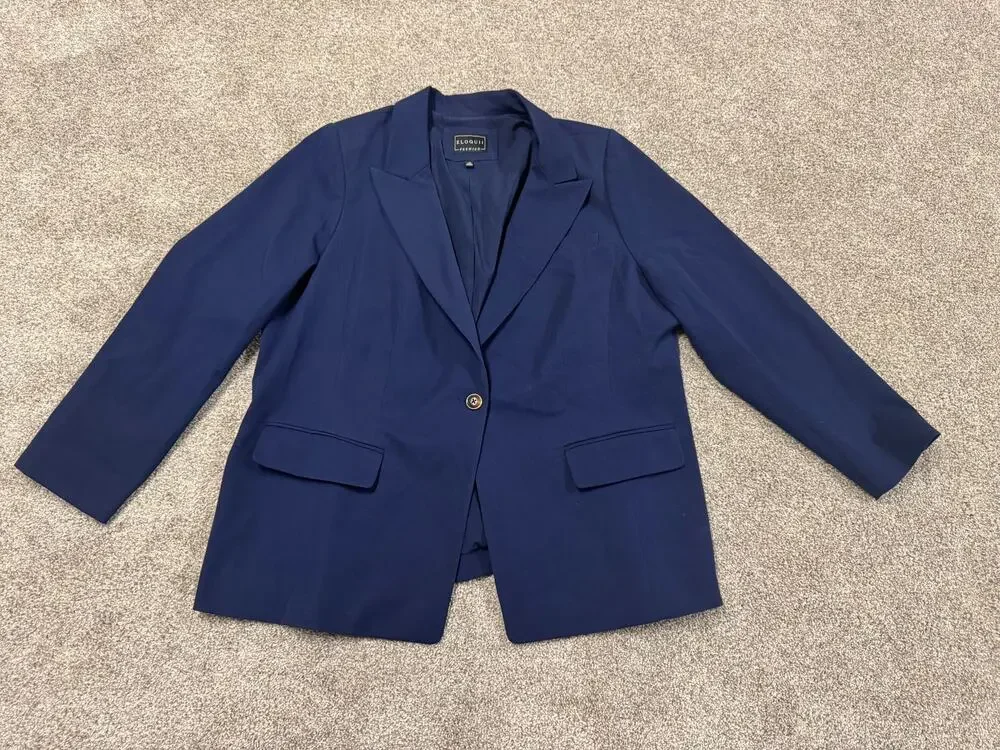 Anthropologie Eloquii Premier Navy Single-Button Blazer